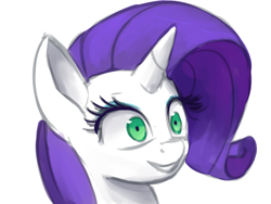 Size: 800x600 | Tagged: safe, artist:grissaecrim, artist:raikoh, imported from derpibooru, rarity, inspiration manifestation, creepy, female, grin, inspirarity, portrait, solo, that was fast