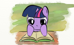 Size: 1245x756 | Tagged: safe, artist:1nfy, imported from derpibooru, twilight sparkle, animated, book, female, reading, solo
