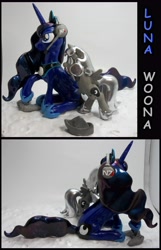 Size: 3632x5640 | Tagged: safe, artist:madponyscientist, imported from derpibooru, princess luna, gamer luna, moonstuck, filly, headset, sculpture, self ponidox, woona