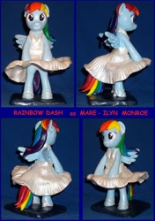 Size: 3600x5128 | Tagged: safe, artist:madponyscientist, imported from derpibooru, rainbow dash, pony, bipedal, clothes, custom, customized toy, dress, marilyn monroe, movie reference, rainbow dash always dresses in style, sculpture, the seven year itch