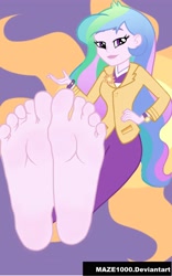 Size: 2500x4000 | Tagged: safe, artist:maze1000, imported from derpibooru, princess celestia, equestria girls, barefoot, feet, female, foot fetish, foot focus, principal celestia, solo