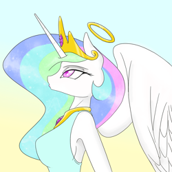 Size: 1280x1280 | Tagged: safe, artist:defective, imported from derpibooru, princess celestia, anthro, clothes, female, halo, solo