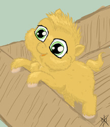 Size: 600x694 | Tagged: safe, artist:jberg360, imported from derpibooru, fluffy pony, ambiguous gender, big eyes, box, fluffy pony foal, solo