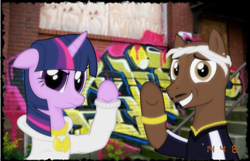 Size: 3086x1982 | Tagged: safe, artist:farminilla, imported from derpibooru, twilight sparkle, duo, gangsta, ponified, tupac shakur