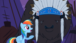 Size: 1365x768 | Tagged: safe, imported from derpibooru, screencap, chief thunderhooves, rainbow dash, over a barrel