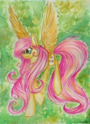 Size: 2240x3086 | Tagged: safe, artist:iceminth, imported from derpibooru, fluttershy, female, solo, traditional art