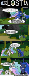 Size: 1300x3341 | Tagged: safe, artist:bredgroup, imported from derpibooru, princess celestia, princess luna, comic:celostia, burn, comic, lost, translation