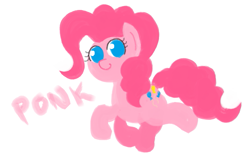 Size: 753x474 | Tagged: safe, artist:mrponiator, imported from derpibooru, pinkie pie, earth pony, pony, cute, female, looking at you, mare, ponk, simple background, smiling, solo, trotting, white background