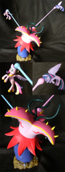 Size: 708x1858 | Tagged: safe, artist:prototypespacemonkey, imported from derpibooru, princess cadance, twilight sparkle, alicorn, pony, tatzlwurm, craft, female, magic blast, mare, sculpture, twilight sparkle (alicorn)