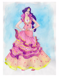 Size: 2550x3300 | Tagged: safe, artist:genkigoth, imported from derpibooru, rarity, human, clothes, dress, female, gala dress, humanized, solo, traditional art