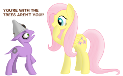 Size: 2750x1700 | Tagged: safe, artist:xyotic, imported from derpibooru, fluttershy, dota 2, duo, ponified, timbersaw