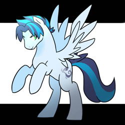 Size: 1024x1024 | Tagged: safe, artist:kianamai, imported from derpibooru, oc, oc only, oc:icy storm, kilalaverse, next generation, offspring, parent:rainbow dash, parent:soarin', parents:soarindash, rearing, smiling, solo, spread wings