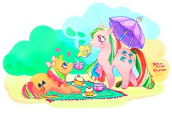 Size: 803x527 | Tagged: safe, artist:bluearturtle, imported from derpibooru, parasol (g1), argentina, g1, ribbon