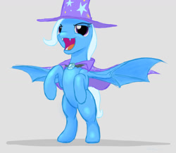 Size: 1280x1113 | Tagged: safe, artist:stillwaterspony, imported from derpibooru, trixie, bat pony, pony, fangs, female, race swap, solo