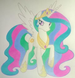 Size: 890x918 | Tagged: safe, artist:muffin mane, imported from derpibooru, princess celestia, female, photo, solo, traditional art