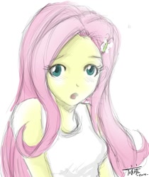 Size: 750x894 | Tagged: safe, artist:tokatl, imported from derpibooru, fluttershy, equestria girls, clothes, female, sketch, solo, tanktop