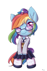 Size: 900x1350 | Tagged: safe, artist:alasou, imported from derpibooru, rainbow dash, anthro, adorkable, clothes, cute, dork, female, glasses, rainbow dork, solo