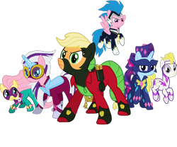 Size: 3000x2500 | Tagged: safe, artist:green-viper, imported from derpibooru, applejack (g1), fili-second, firefly, masked matter-horn, mistress marevelous, posey, radiance, saddle rager, sparkler (g1), surprise, twilight, zapp, g1, g1 six, g1 to g4, g4, generation leap, power ponies, simple background, transparent background, vector