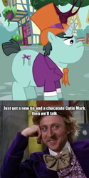 Size: 350x702 | Tagged: safe, imported from derpibooru, claude, inspiration manifestation, condescending wonka, fat, gene wilder, meme, puppet, roald dahl, that was fast, willy wonka, willy wonka and the chocolate factory