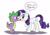 Size: 1200x843 | Tagged: safe, artist:pia-sama, imported from derpibooru, rarity, spike, dragon, pony, unicorn, best friends, blatant lies, blushing, cherry, cute, dialogue, feeding, female, friendship, friendzone, hilarious in hindsight, imminent kissing, just friends, looking at you, male, mare, mouth hold, open mouth, raised hoof, shipping, smiling, sparity, straight, teasing, tongue out