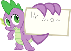 Size: 1280x917 | Tagged: safe, artist:bobthelurker, edit, imported from derpibooru, spike, spike at your service, exploitable meme, grin, male, meme, simple background, smiling, solo, spike card meme, transparent background, vector, your mom