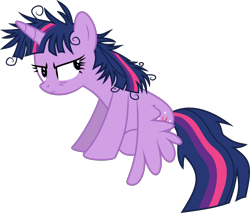 Size: 3000x2553 | Tagged: safe, artist:ruinedomega, imported from derpibooru, twilight sparkle, alicorn, pony, inspiration manifestation, disgruntled, dishevelled, female, high res, mare, messy mane, ponyscape, simple background, sitting, solo, transparent background, twilight is not amused, twilight sparkle (alicorn), twilight sparkle is not amused, unamused, upset, vector