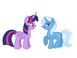 Size: 1280x960 | Tagged: safe, artist:rad-girl, imported from derpibooru, trixie, twilight sparkle, alicorn, pony, blushing, female, lesbian, mare, shipping, tsundere, tsunderixie, twilight sparkle (alicorn), twixie, vector