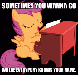 Size: 2278x2196 | Tagged: safe, imported from derpibooru, scootaloo, cheers, female, image macro, meme, solo