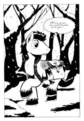 Size: 700x1007 | Tagged: safe, artist:darkhestur, imported from derpibooru, oc, oc only, pony, comic, dark pony, feels, male, monochrome, norse pony, solo, stallion, traditional art