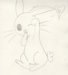 Size: 787x869 | Tagged: safe, artist:arminsagamer, imported from derpibooru, angel bunny, cute, male, monochrome, solo, traditional art