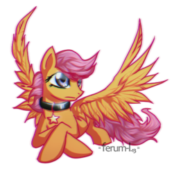 Size: 361x364 | Tagged: safe, artist:hardcrowmao, imported from derpibooru, scootaloo, collar, female, solo