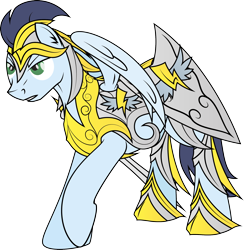 Size: 1988x2036 | Tagged: safe, artist:rusilis, imported from derpibooru, soarin', angry, armor, fantasy class, knight, male, shield, simple background, solo, sword, transparent background, vector, warrior, wings