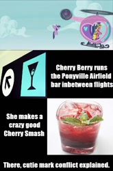 Size: 800x1209 | Tagged: safe, imported from derpibooru, screencap, cherry berry, twilight sparkle, alicorn, pony, testing testing 1-2-3, alcohol, aviator hat, bar, cherry smash, female, hat, helicopter, mare, pedalcopter, twilight sparkle (alicorn)