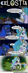 Size: 1300x3341 | Tagged: safe, artist:bredgroup, imported from derpibooru, princess celestia, princess luna, rarity, alicorn, pony, unicorn, comic:celostia, comic, female, gun, implied suicide, lost, mare, suicide, treasure hunting