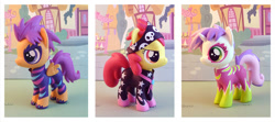 Size: 1024x455 | Tagged: safe, artist:krowzivitch, imported from derpibooru, apple bloom, scootaloo, sweetie belle, the show stoppers, cutie mark crusaders, daily deviation, sculpture, show stopper outfits