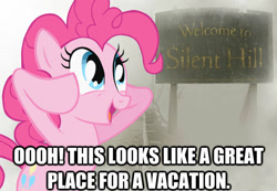 Size: 599x415 | Tagged: safe, imported from derpibooru, pinkie pie, konami, meme, silent hill, this will end in tears, this will end in tears and/or death, vacation