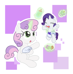 Size: 1539x1549 | Tagged: safe, artist:vitriolink, deleted from derpibooru, imported from derpibooru, rarity, sweetie belle, pony, age regression, babity, baby, baby bottle, baby pony, bottle, diaper, foal, lego, pacifier, role reversal