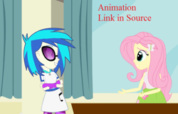 Size: 716x461 | Tagged: safe, artist:xenstroke, imported from derpibooru, dj pon-3, fluttershy, vinyl scratch, equestria girls, animated at source, flash animation, youtube link