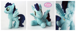 Size: 1280x523 | Tagged: safe, artist:plushactiontoys, imported from derpibooru, soarin', custom, customized toy, irl, old cutie mark, photo, plushie