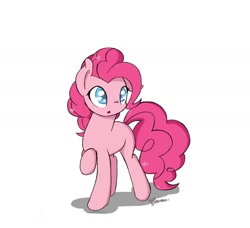 Size: 1686x1536 | Tagged: safe, artist:altohearts, imported from derpibooru, pinkie pie, confused, female, raised hoof, raised leg, solo