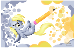Size: 2550x1650 | Tagged: safe, artist:opticspectrum, imported from derpibooru, derpy hooves, pegasus, pony, derpygate, eraser, erasing, female, mare, pencil, solo