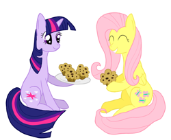 Size: 922x752 | Tagged: safe, artist:posoneee, imported from derpibooru, fluttershy, twilight sparkle, unicorn, duo, female, lesbian, muffin, shipping, twishy, unicorn twilight