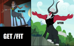 Size: 748x460 | Tagged: safe, imported from derpibooru, lord tirek, twilight's kingdom, /fit/, /mlp/, before and after