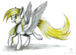 Size: 1024x744 | Tagged: safe, artist:kobra333, imported from derpibooru, derpy hooves, pegasus, pony, female, mare, solo, traditional art