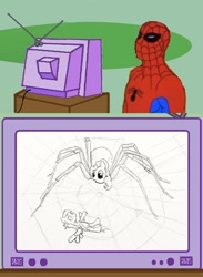 Size: 563x771 | Tagged: safe, imported from derpibooru, 60s spider-man, exploitable meme, meme, nightmare fuel, obligatory pony, species swap, spider-man, tv meme, wat