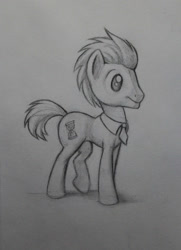 Size: 761x1049 | Tagged: safe, artist:pajaga, imported from derpibooru, doctor whooves, time turner, male, monochrome, pencil drawing, solo