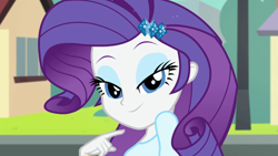 Size: 1440x810 | Tagged: safe, imported from derpibooru, screencap, rarity, equestria girls, player piano, rainbow rocks, clothes, cute, female, lidded eyes, looking at you, raribetes, solo