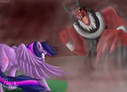 Size: 962x696 | Tagged: safe, artist:imaginesilver, imported from derpibooru, lord tirek, twilight sparkle, alicorn, pony, twilight's kingdom, female, mare, twilight sparkle (alicorn), twilight vs tirek