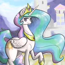 Size: 1280x1280 | Tagged: safe, artist:defective, imported from derpibooru, princess celestia, female, looking at you, solo