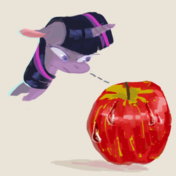 Size: 900x900 | Tagged: safe, artist:sugaryboogary, imported from derpibooru, twilight sparkle, apple, female, solo